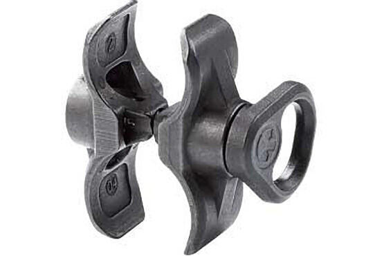 The Magpul forward sling mount for 590 and 870 shotguns is compatible with QD sling swivel mounts